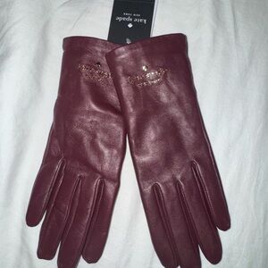 Kate Spade Burgundy Leather Gloves